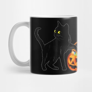 Black Cat Halloween Candy Pumpkin Bag Sweet Lollipop Funny Mug